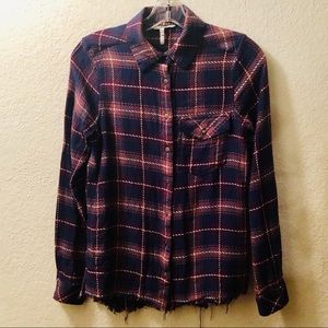 BKE plaid button up distressed Sz XS